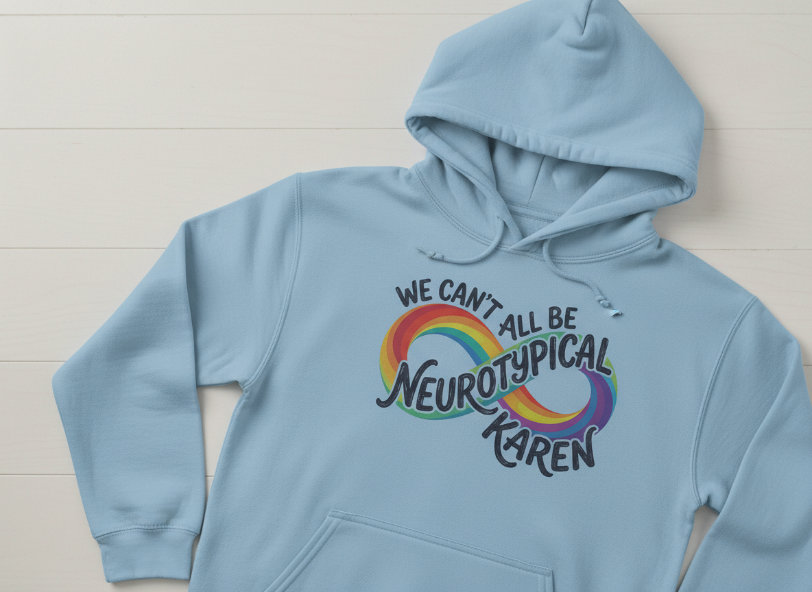 We Can't All Be Neurotypical Karen Rainbow Infinity Hoodie - Light Blue