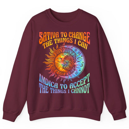 SATIVA TO CHANGE THE THINGS I CAN INDICA TO ACCEPT Sweatshirt - product mockup - Maroon