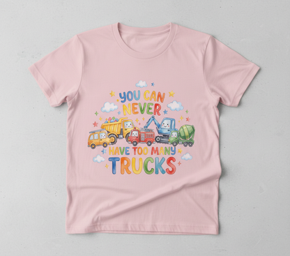You Can Never Have Too Many Trucks Watercolor Design T-Shirt - Light Pink