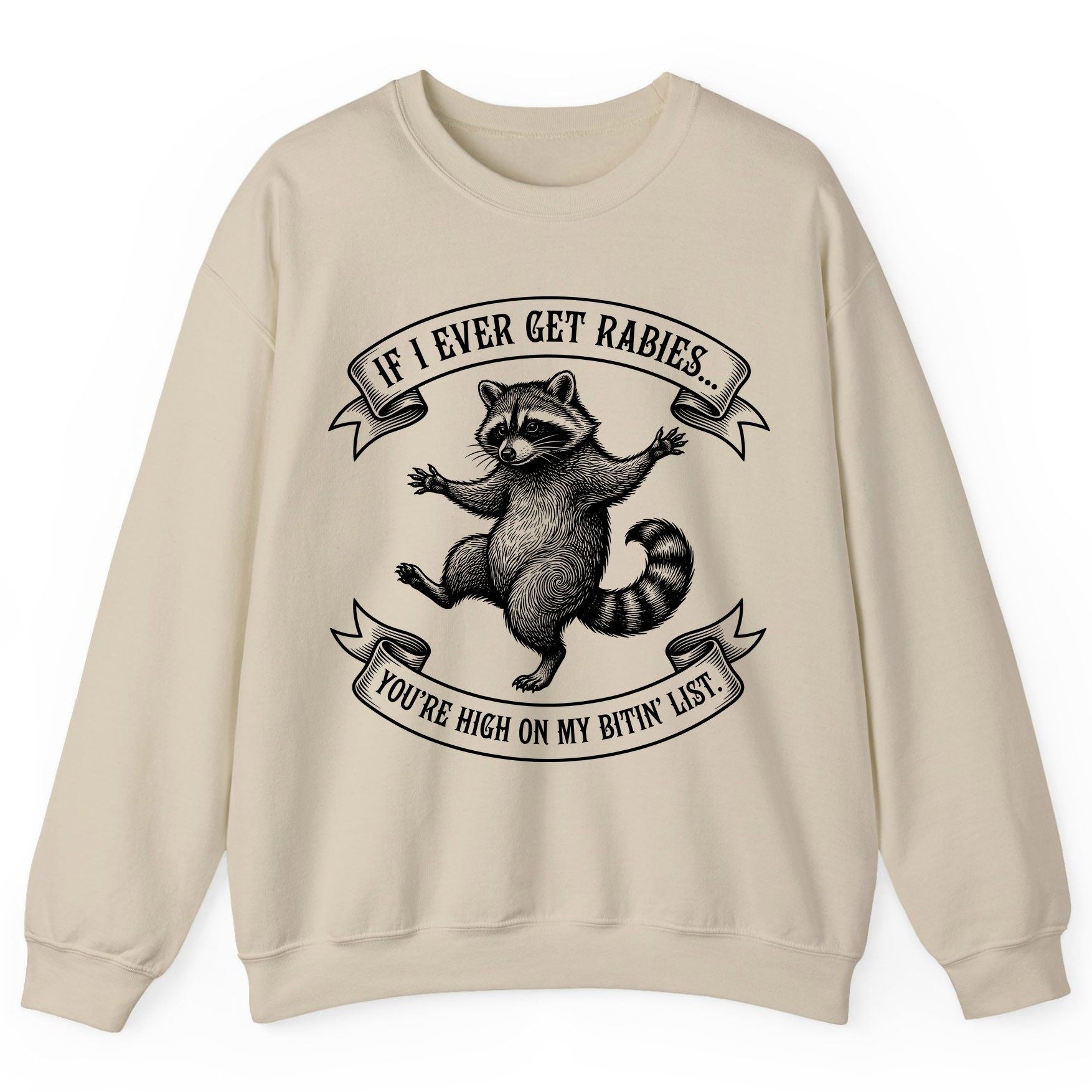 Subtle Raccoon Sketch raccoon Sweatshirt Sand product mockup