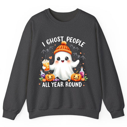 I Ghost People All Year Round cute ghost Sweatshirt Dark Heather product mockup
