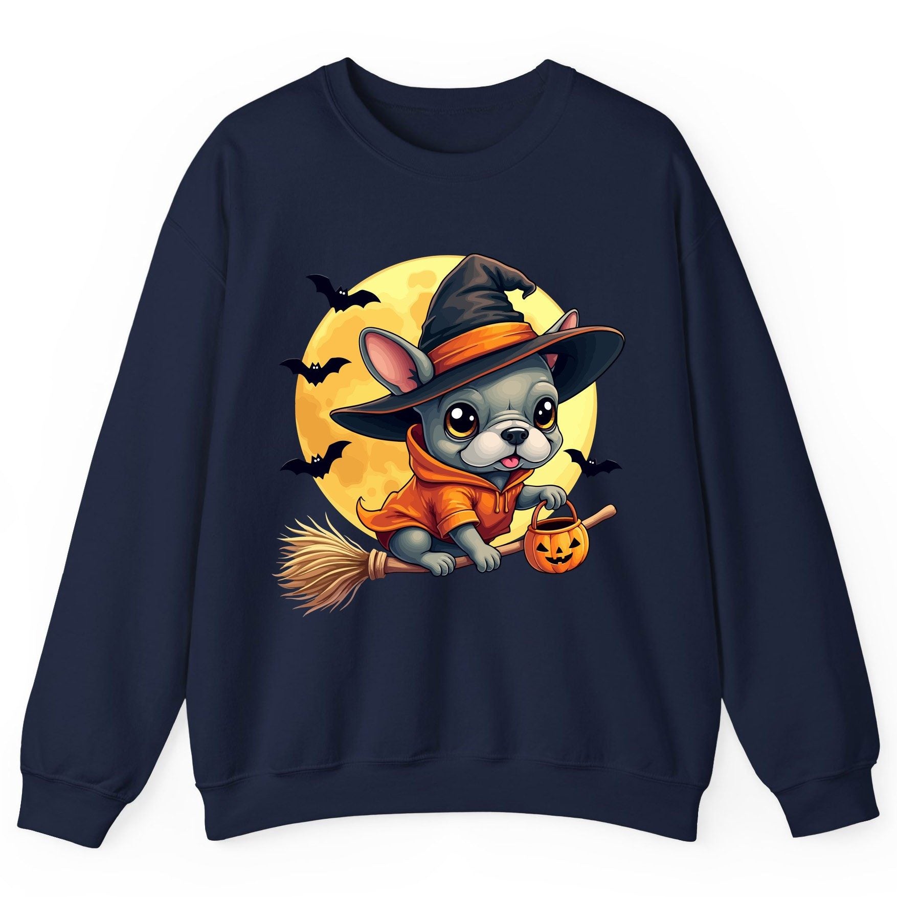 Cute Witch French Bulldog french bulldog Sweatshirt Navy product mockup