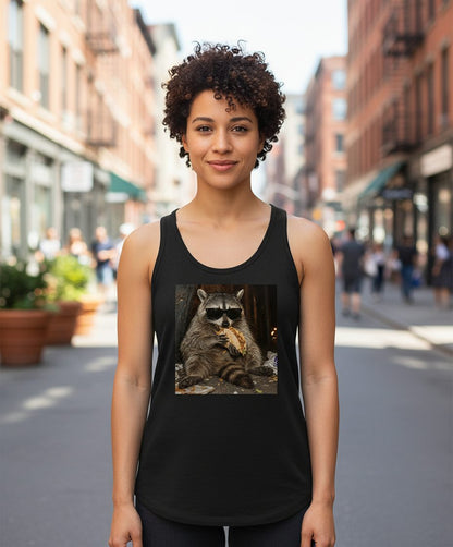 Raccoon Eating Taco Funny Animal Lovers Tank Top - lifestyle model mockup - Black
