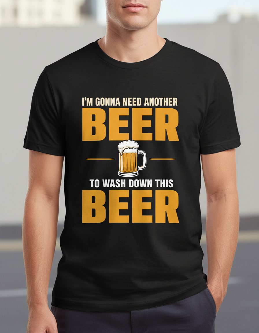 I'M GONNA NEED Another BEER TO WASH DOWN THIS BEER T-Shirt - product mockup - Black