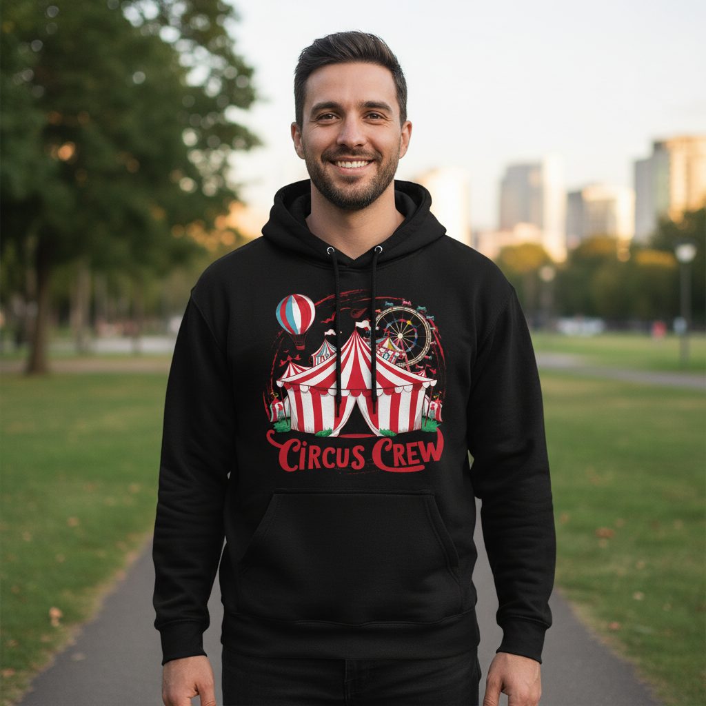 Circus Crew circus Hoodie Black lifestyle mockup
