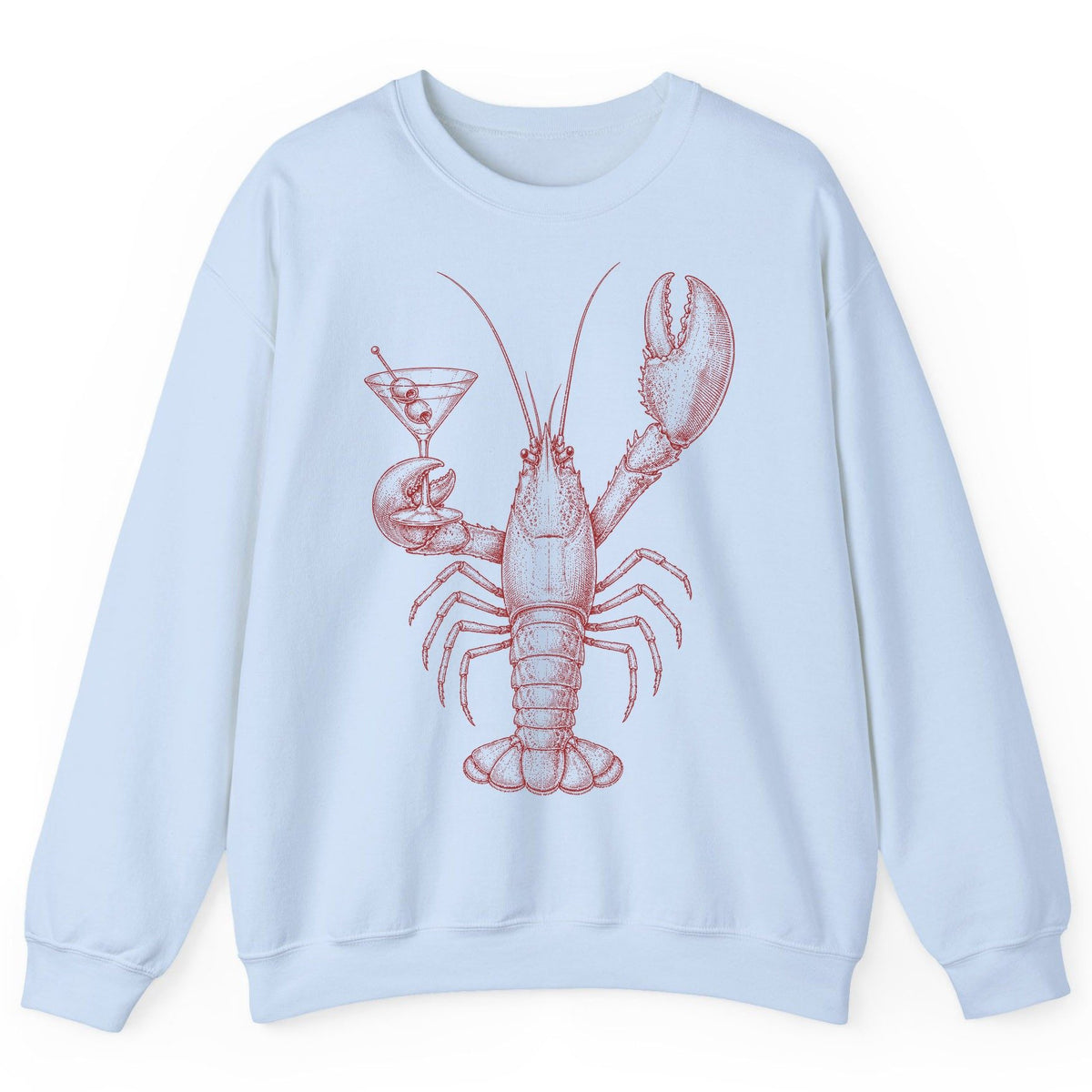 Vintage Lobster Martini lobster Sweatshirt Light Blue product mockup