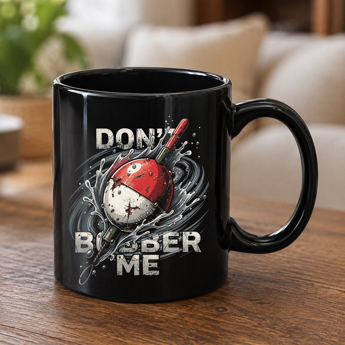 Don't Bobber Me fishing Black Mug Black product mockup