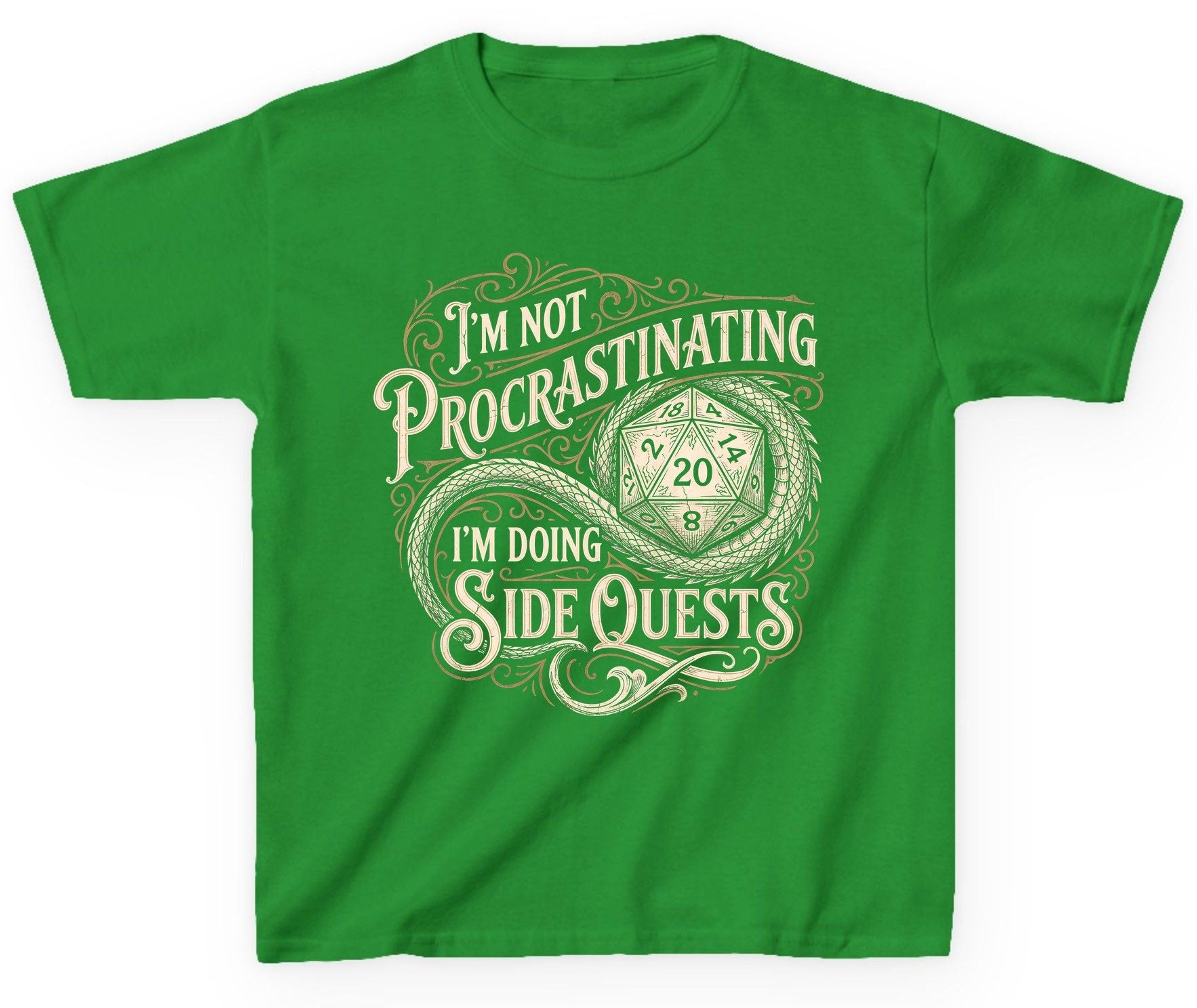 I'm Not Procrastinating I'm Doing Side Quests rpg gaming Youth T-Shirt Irish Green product mockup