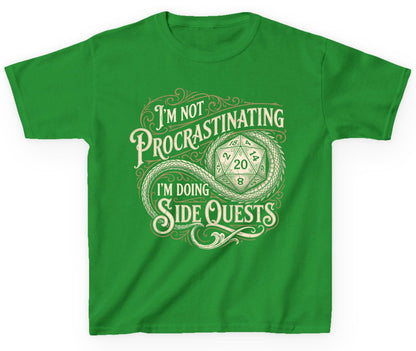 I'm Not Procrastinating I'm Doing Side Quests rpg gaming Youth T-Shirt Irish Green product mockup