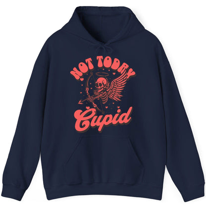 Not Today Cupid skeletal cupid Hoodie Navy product mockup