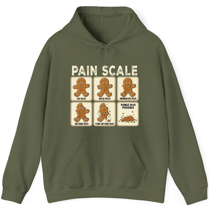 Pain Scale gingerbread man pain scale Hoodie Military Green product mockup