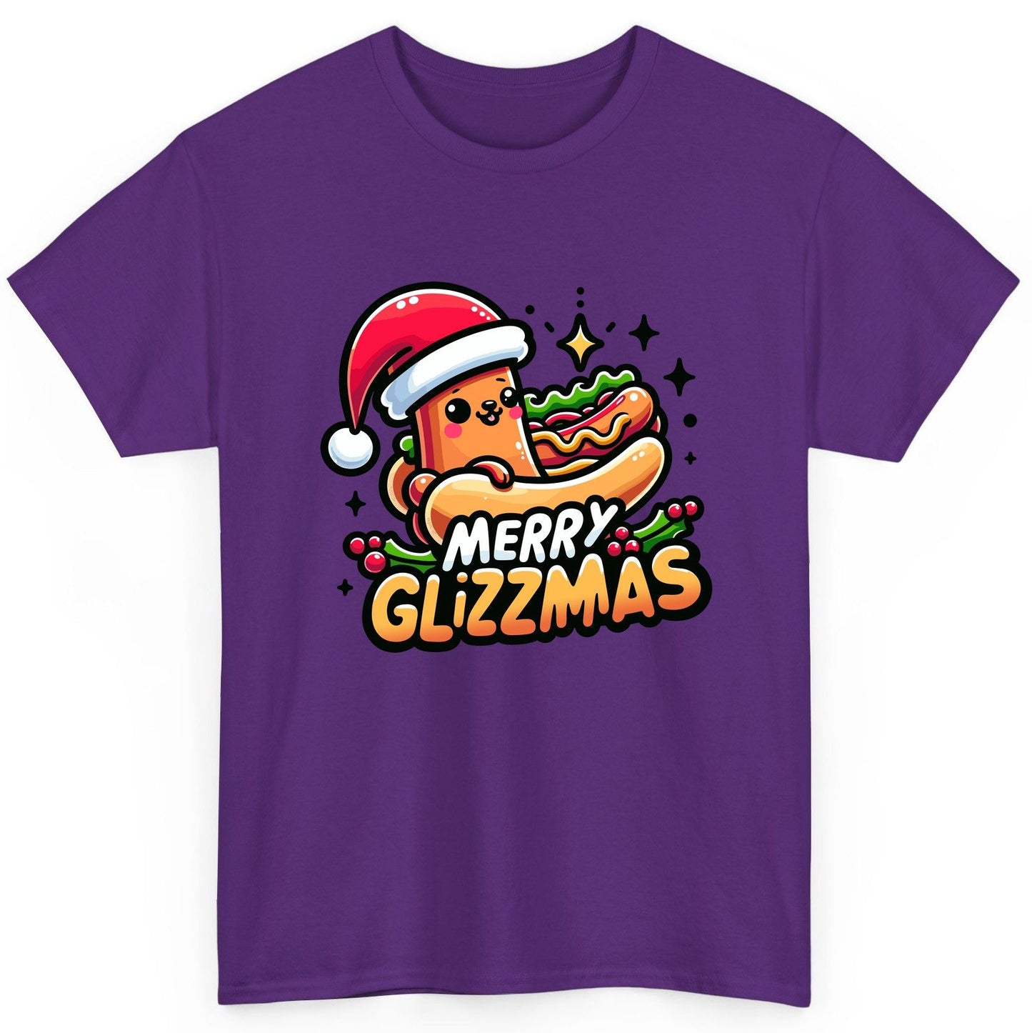 Merry Glizzmas hot dog T-Shirt Purple product mockup