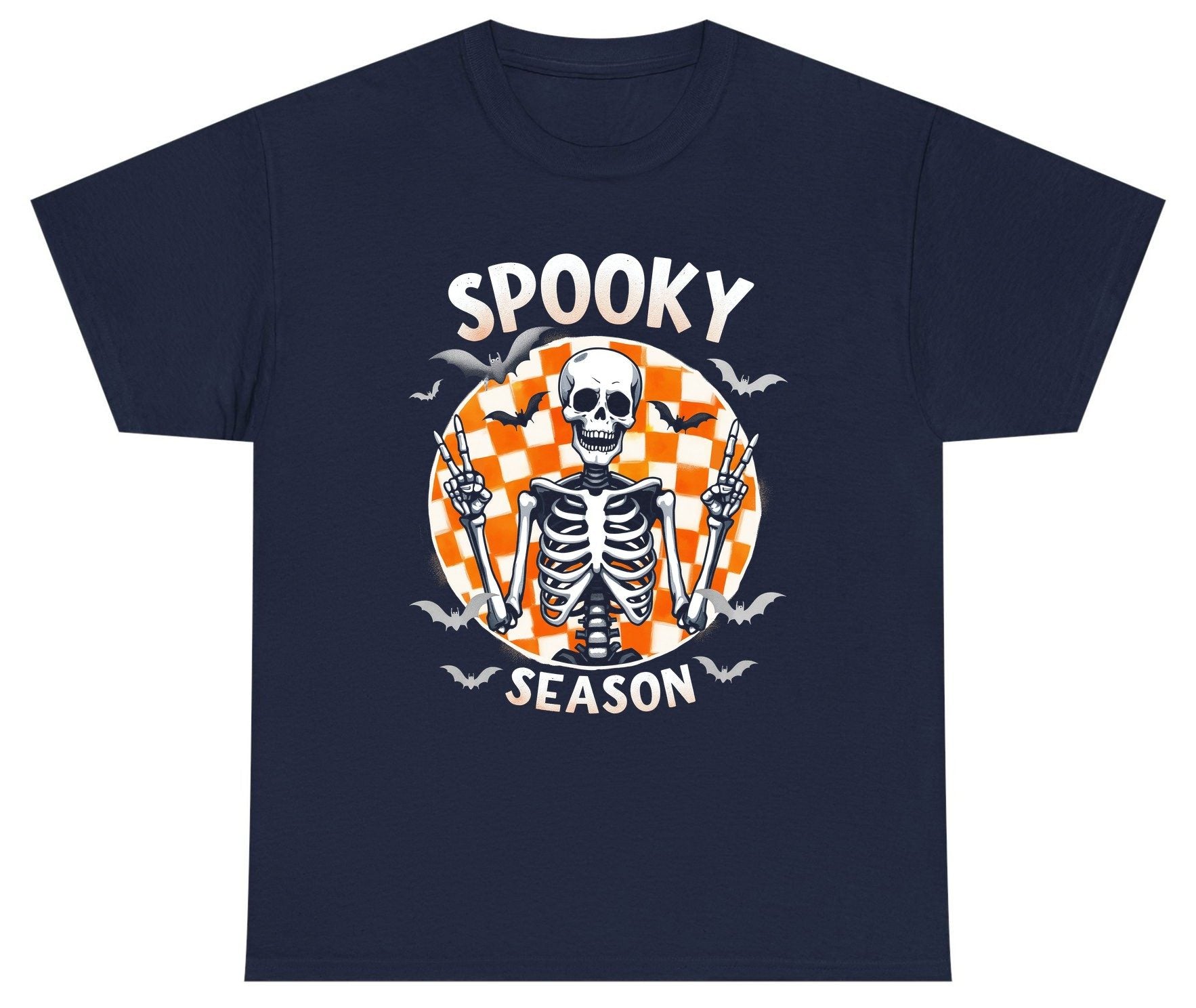 Spooky Season Halloween skeleton Youth T-Shirt Navy product mockup