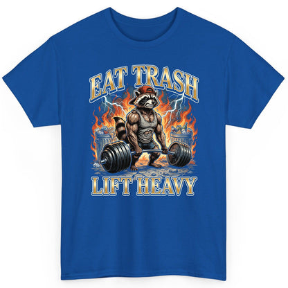 Eat Trash Lift Heavy raccoon T-Shirt Royal product mockup