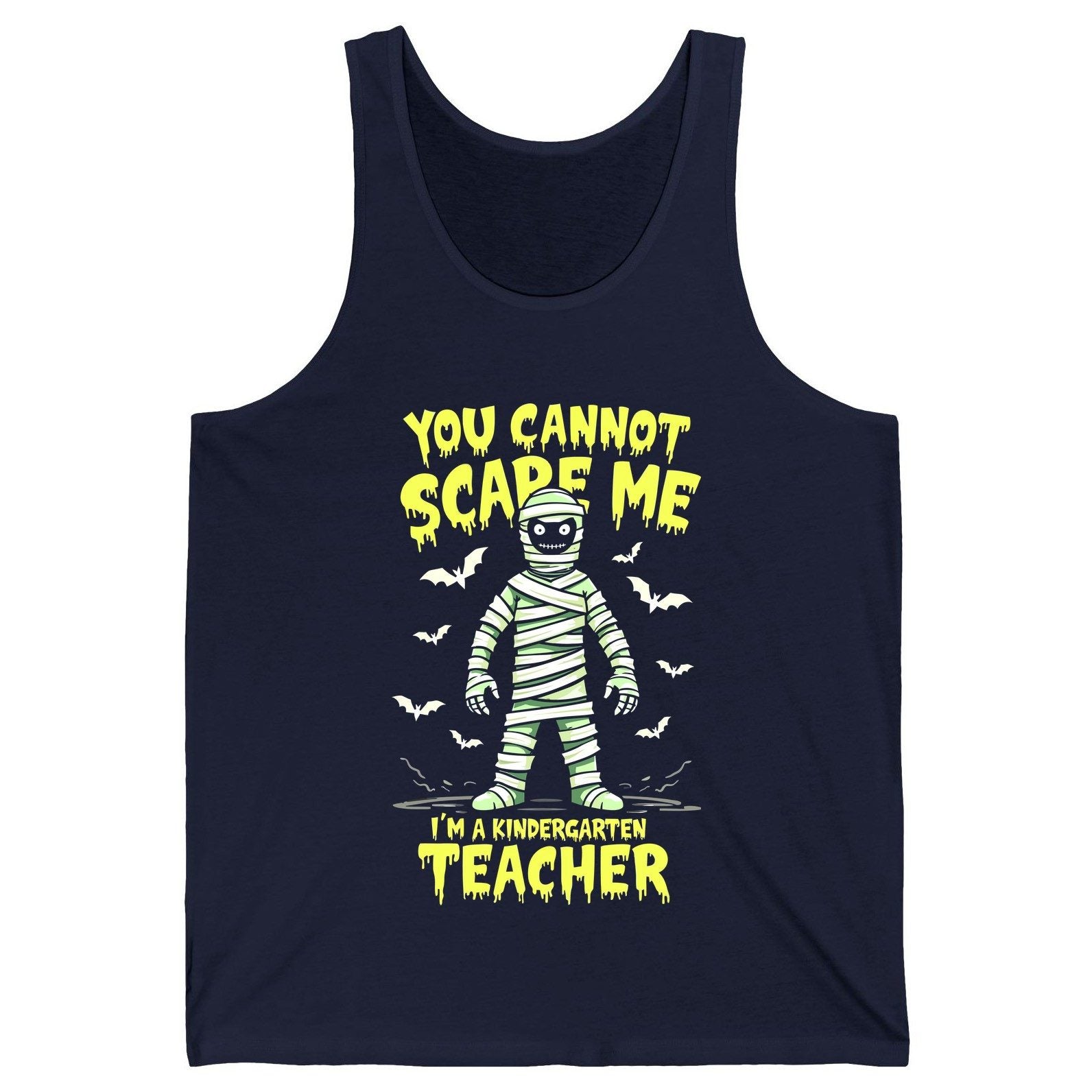 You Cannot Scare Me I'm a Kindergarten Teacher kindergarten teacher Tank Top Navy product mockup
