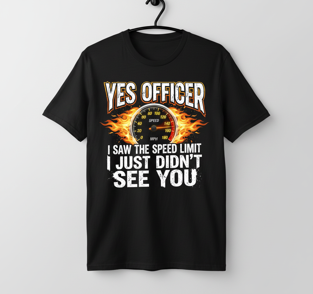 Yes Officer I Saw The Speed Limit Funny Car Enthusiast Design T-Shirt - Black