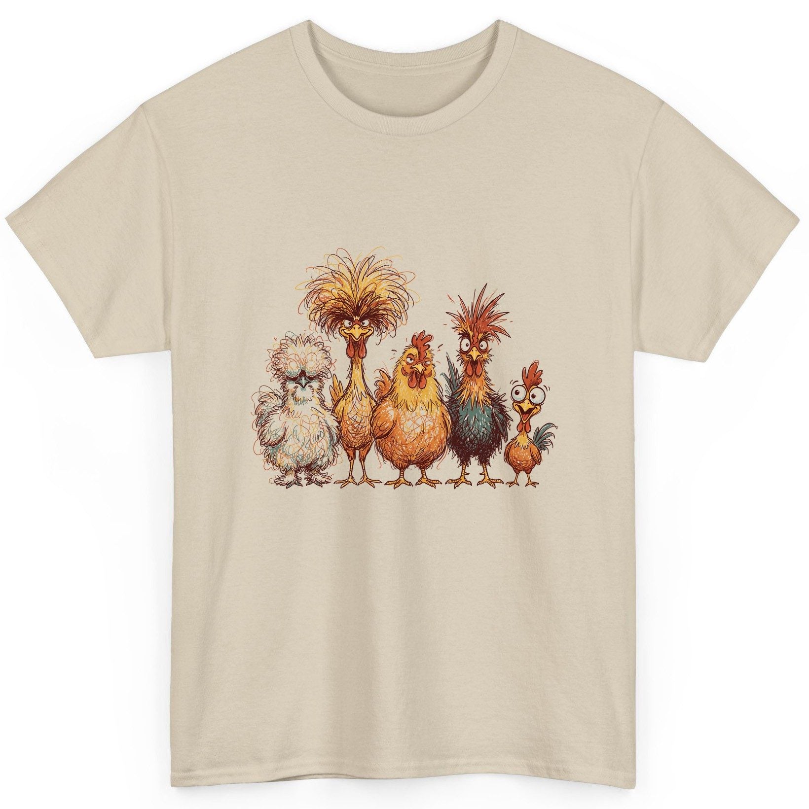 Funny Scribble Art Chickens chickens T-Shirt Sand product mockup