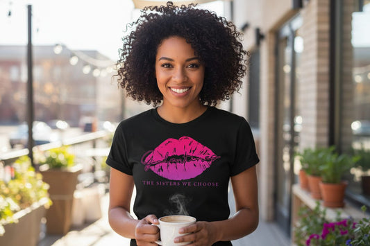 Galentines the Sisters We Choose galentine's day T-Shirt Black lifestyle mockup