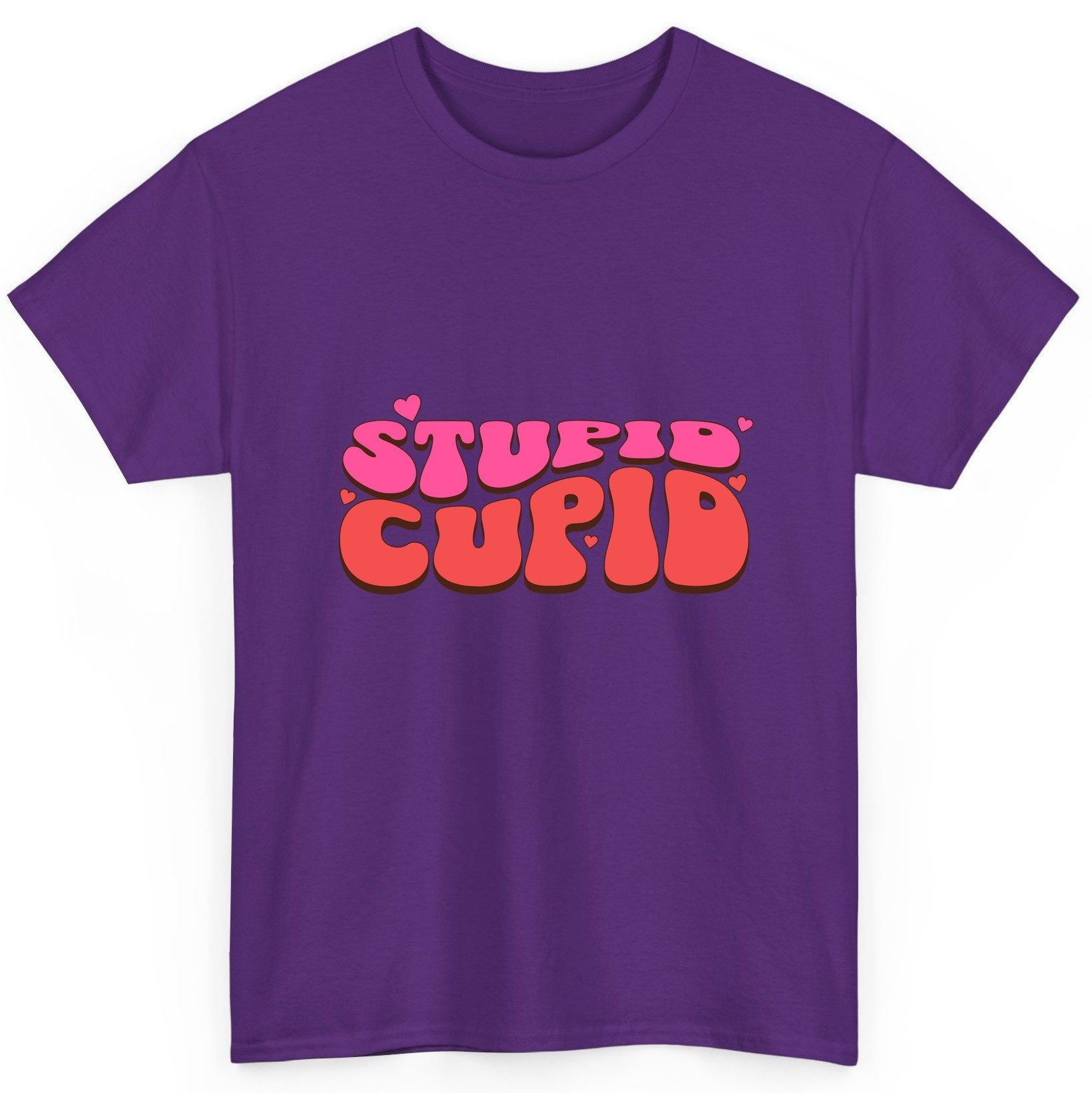 Stupid Cupid anti-Valentine's Day T-Shirt Purple product mockup