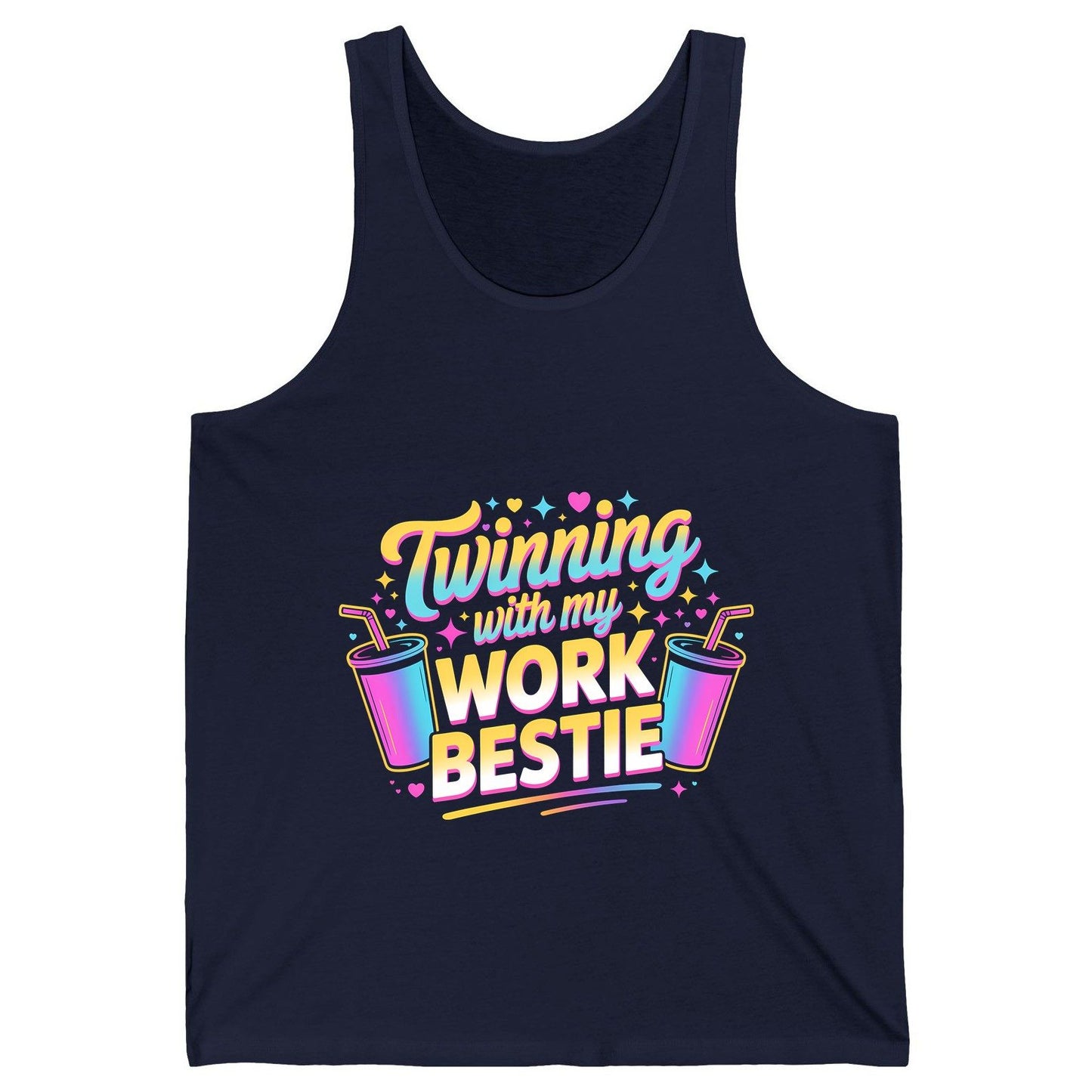 Twinning with My Work Bestie work friendship Tank Top Navy product mockup
