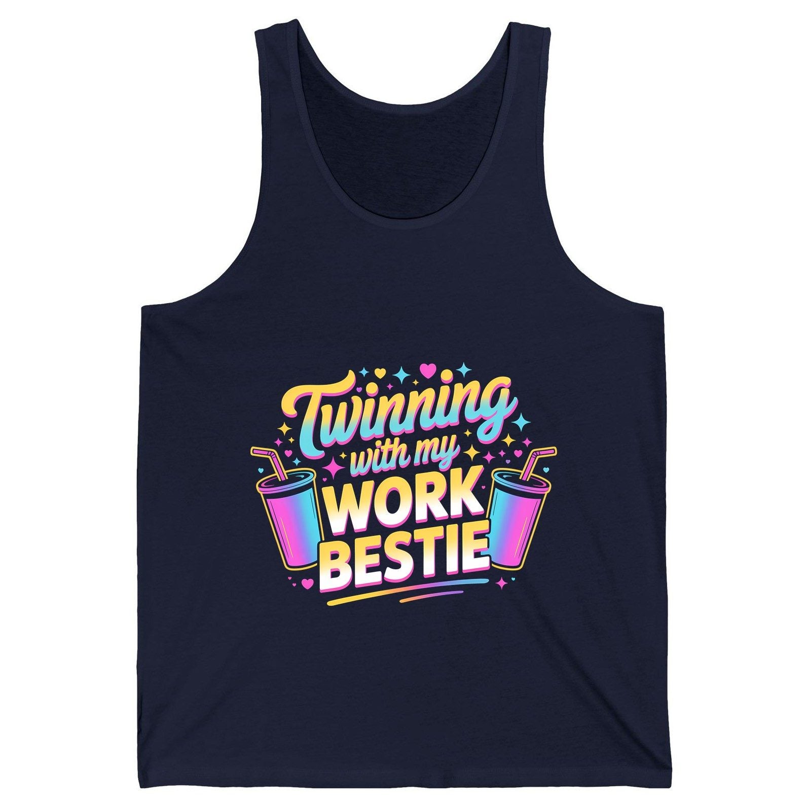 Twinning with My Work Bestie work friendship Tank Top Navy product mockup