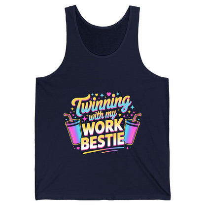 Twinning with My Work Bestie work friendship Tank Top Navy product mockup