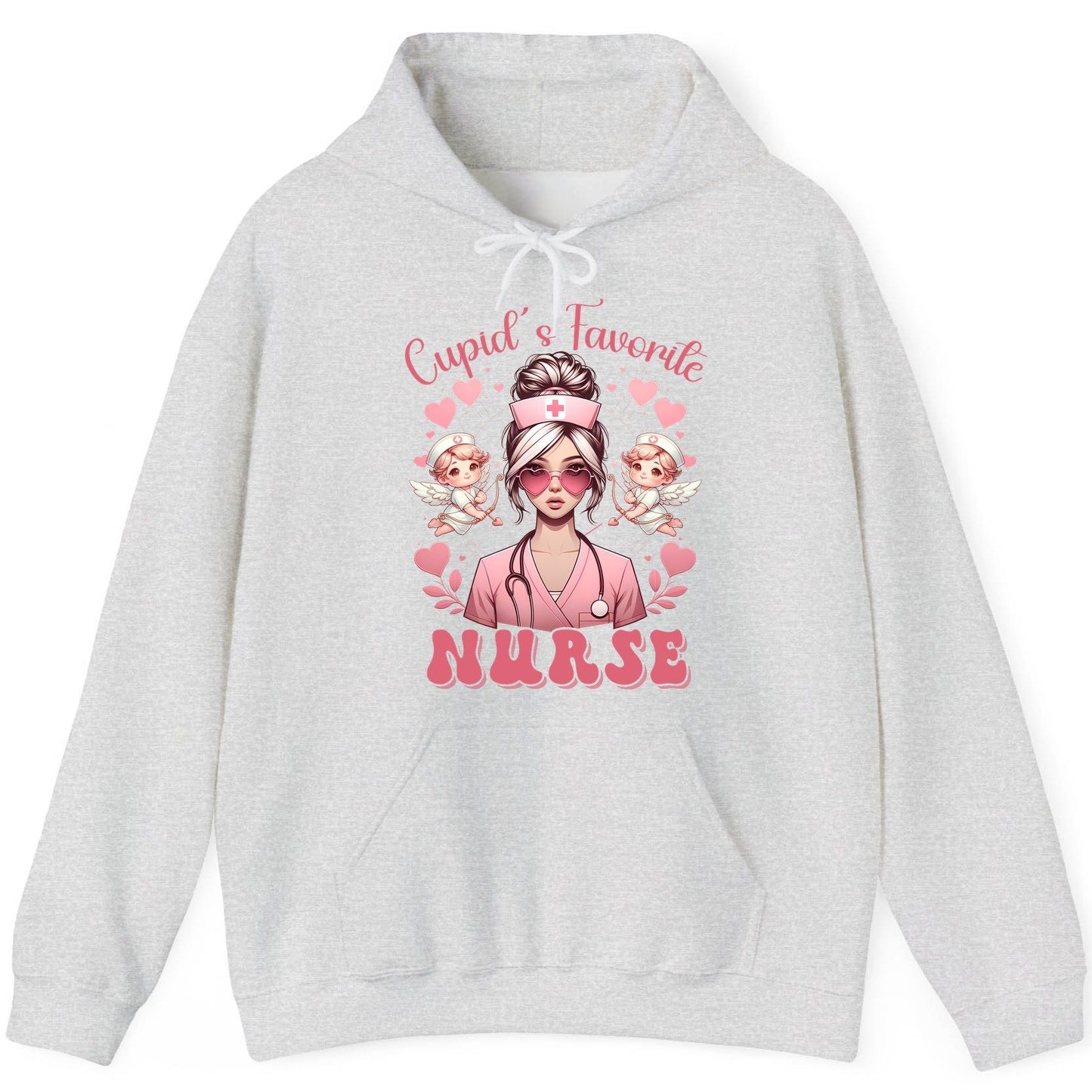 Cupid's Favorite Nurse nurse Hoodie Ash product mockup