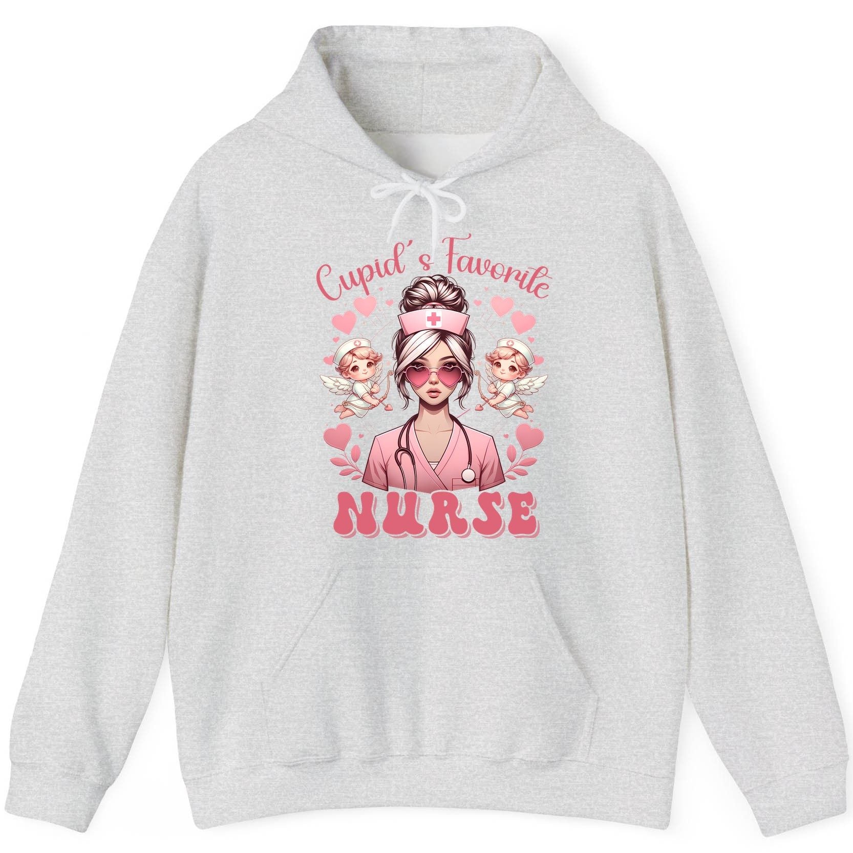 Cupid's Favorite Nurse nurse Hoodie Ash product mockup