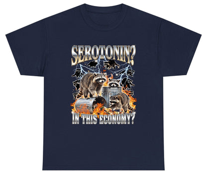 Serotonin in This Economy? raccoons Youth T-Shirt Navy product mockup