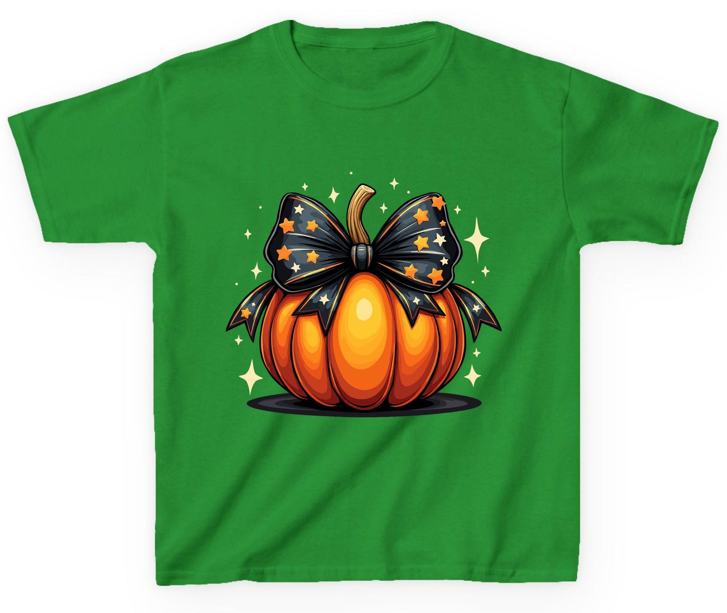 Starry Bow Pumpkin Halloween pumpkin Youth T-Shirt Irish Green product mockup