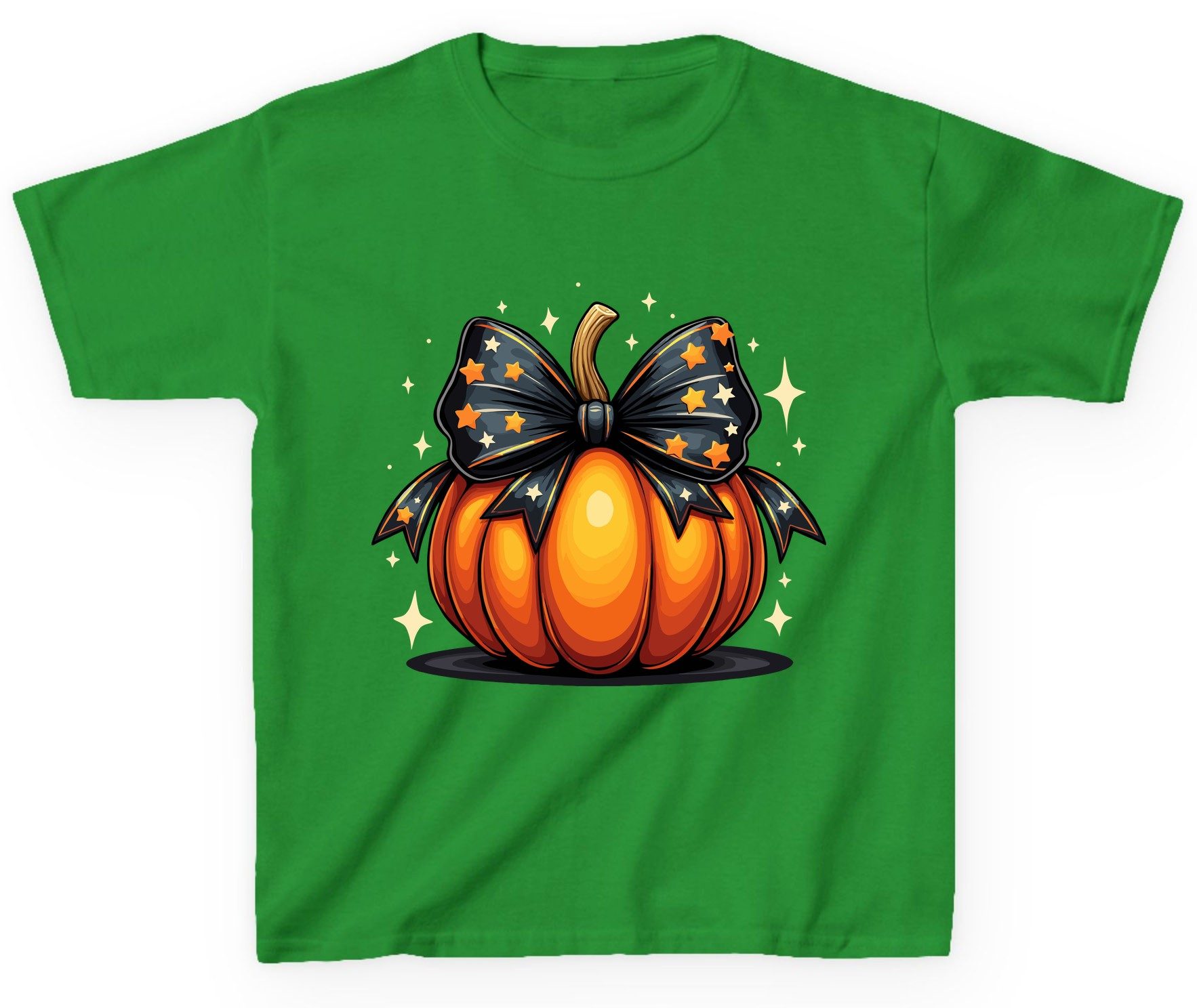 Starry Bow Pumpkin Halloween pumpkin Youth T-Shirt Irish Green product mockup