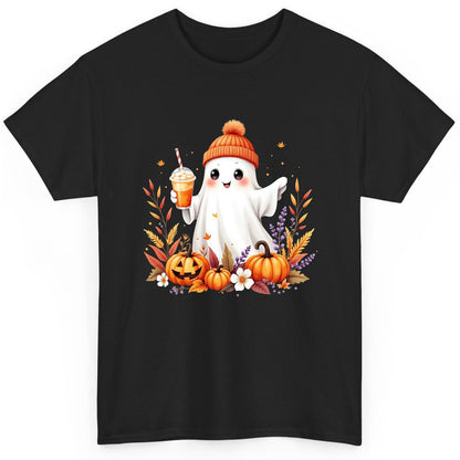 Cute Ghost Pumpkin Spice Latte cute Halloween ghost T-Shirt Black product mockup