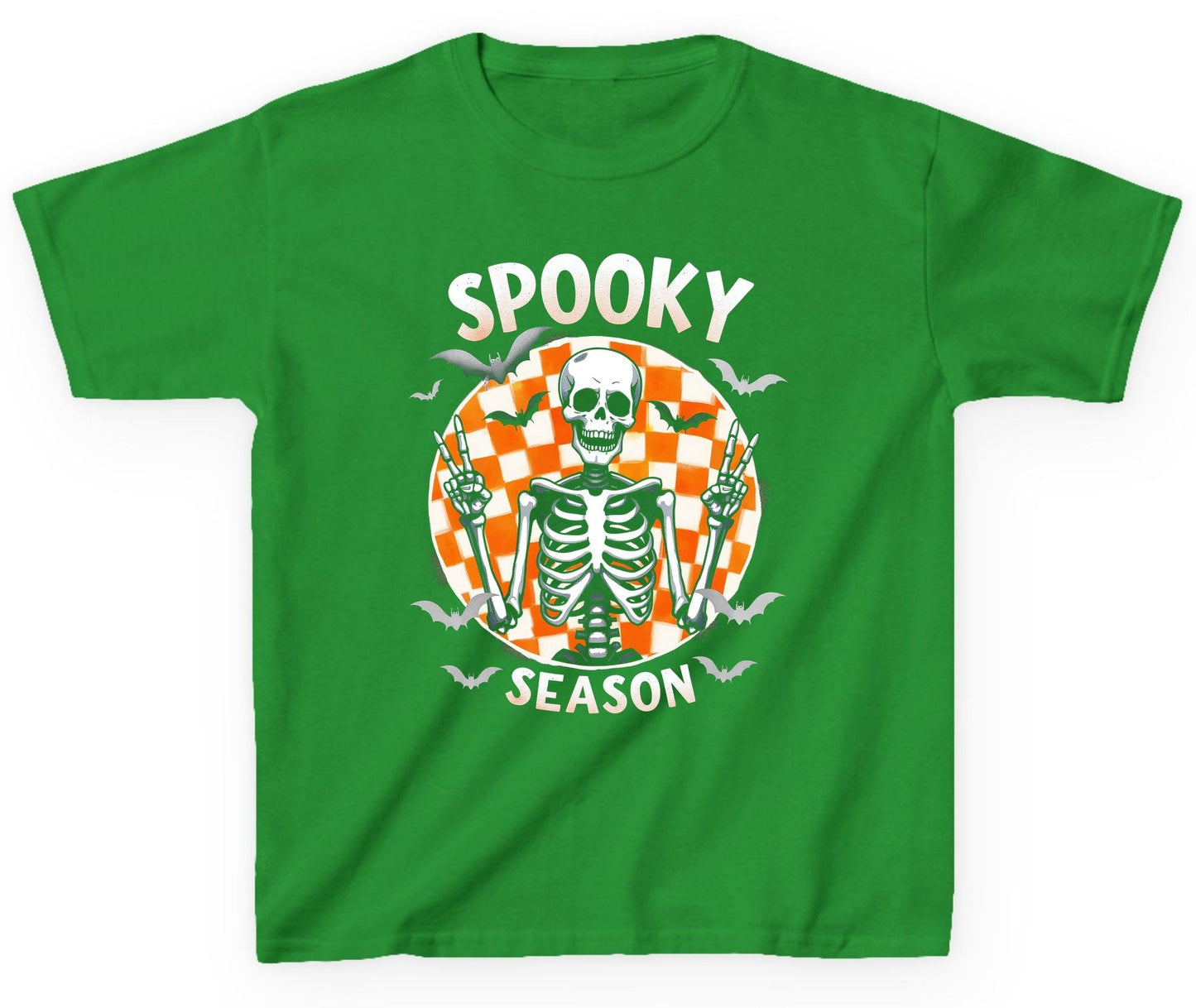 Spooky Season Halloween skeleton Youth T-Shirt Irish Green product mockup