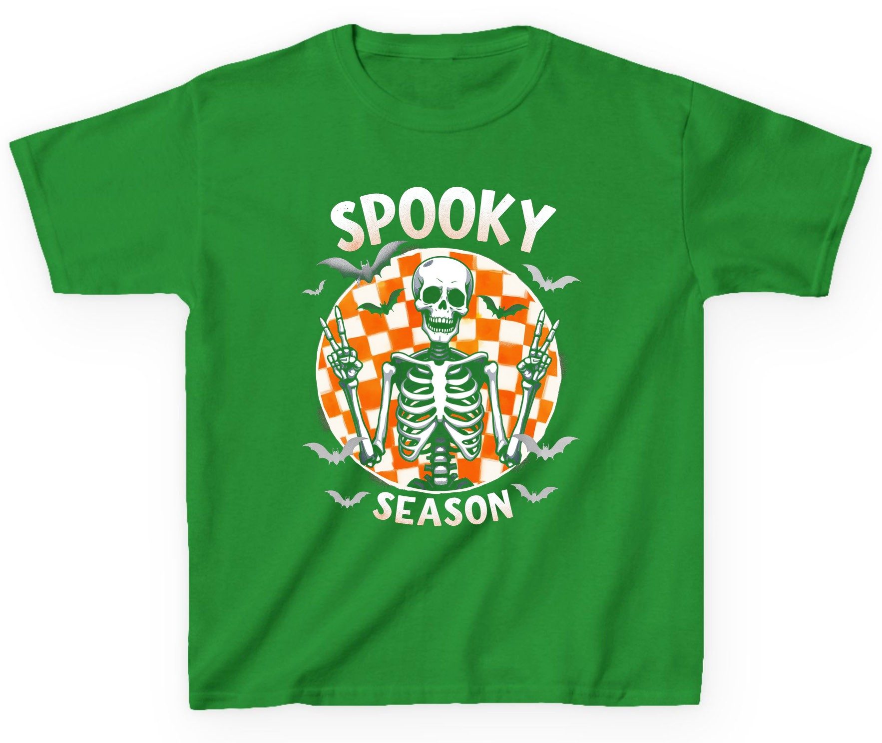 Spooky Season Halloween skeleton Youth T-Shirt Irish Green product mockup