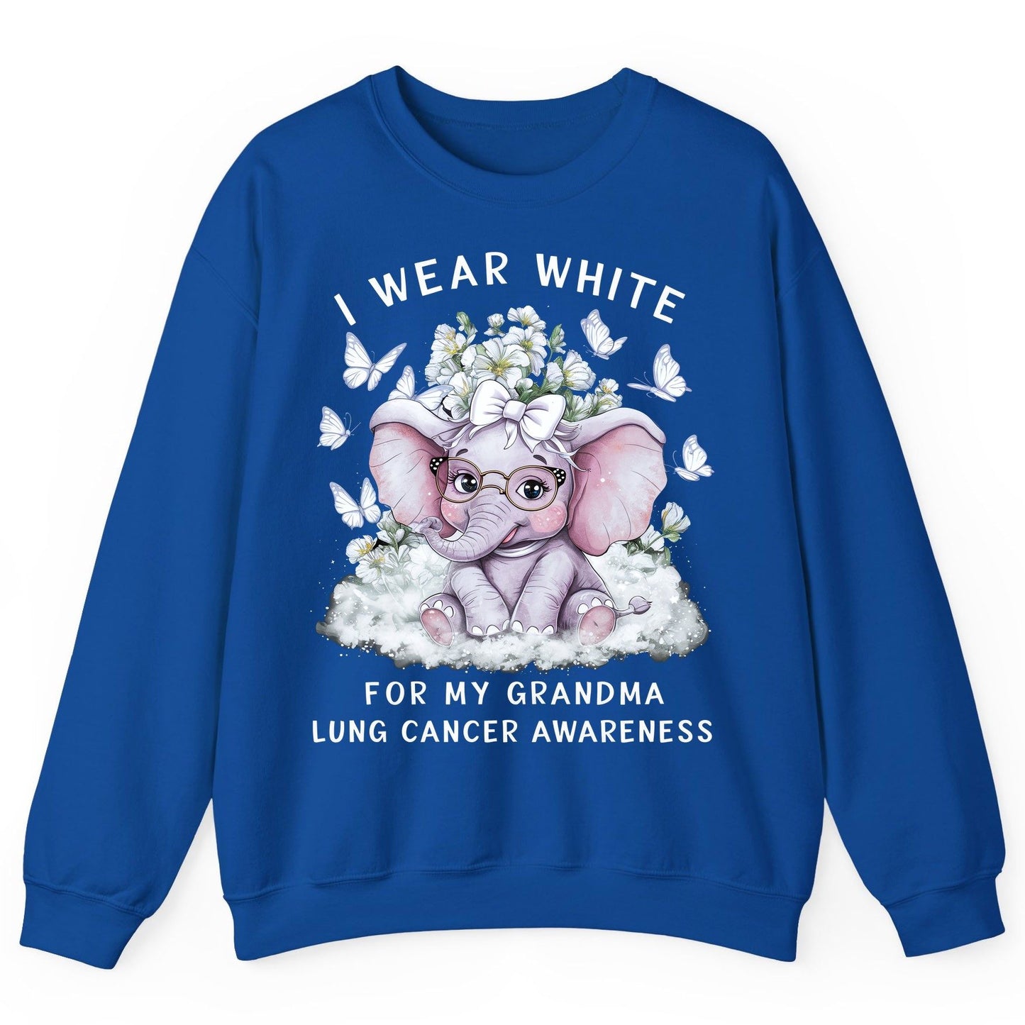 I Wear White for My Grandma Lung Cancer Awareness lung cancer awareness Sweatshirt Royal product mockup