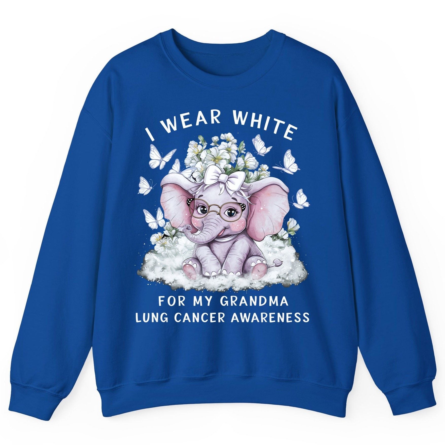 I Wear White for My Grandma Lung Cancer Awareness lung cancer awareness Sweatshirt Royal product mockup