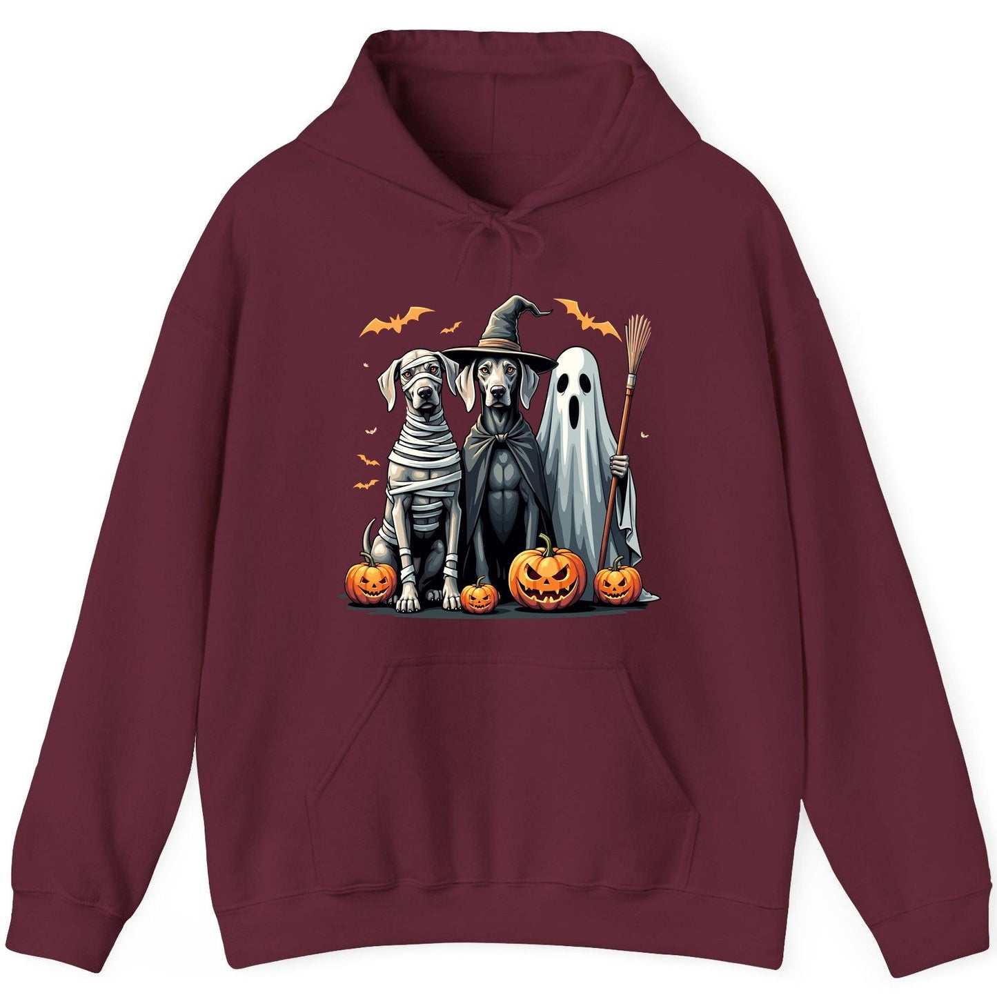 Halloween Weimaraner Dogs Halloween weimaraner dogs Hoodie Maroon product mockup