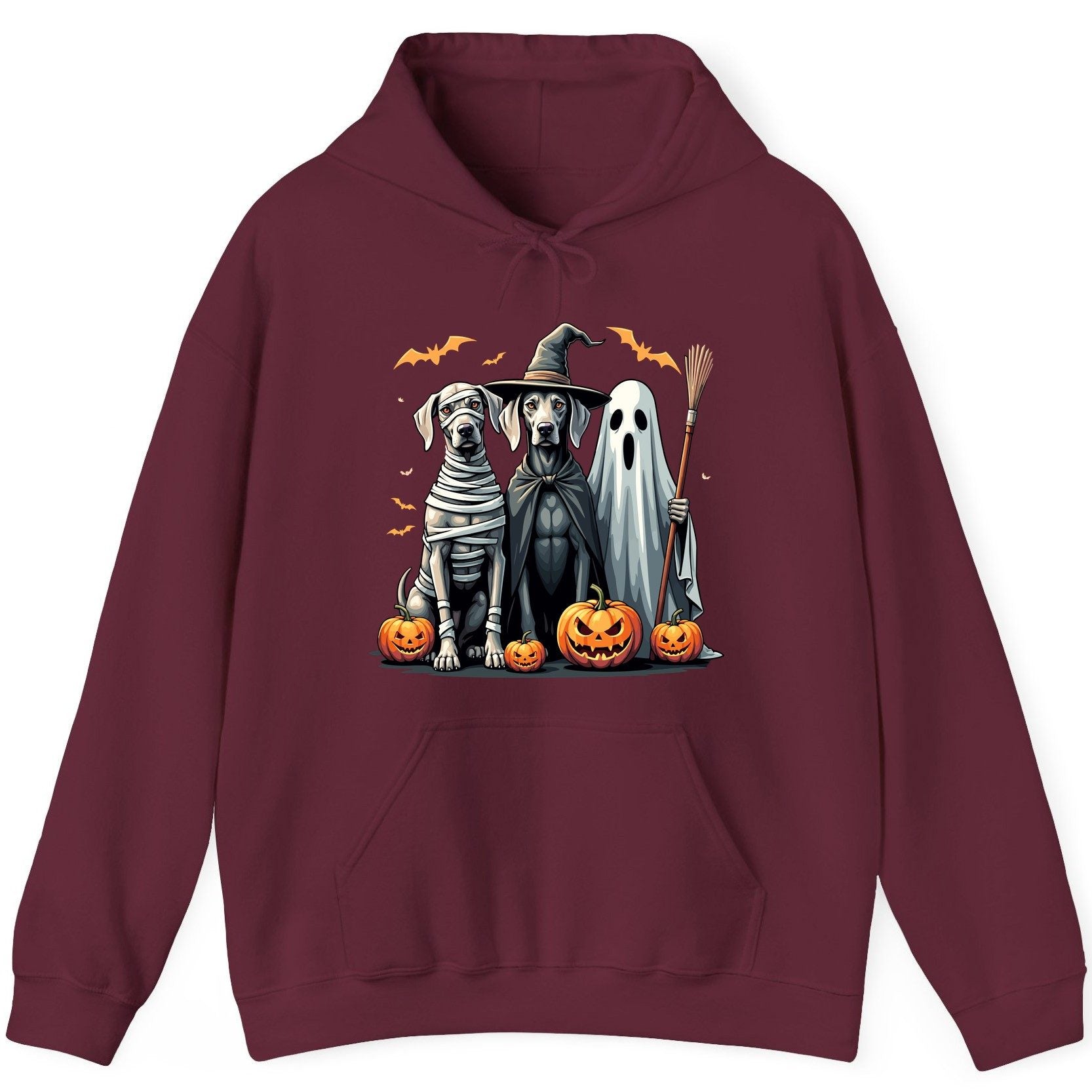 Halloween Weimaraner Dogs Halloween weimaraner dogs Hoodie Maroon product mockup