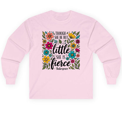 Though She Be but Little, She Is Fierce - Shakespeare shakespeare quote Long Sleeve Tee Light Pink product mockup