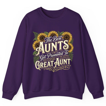 The Best AUNTS Get Promoted to GREAT AUNT Retro Sweatshirt - product mockup - Purple