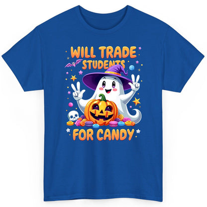 Will Trade Students for Candy teacher Halloween T-Shirt Royal product mockup