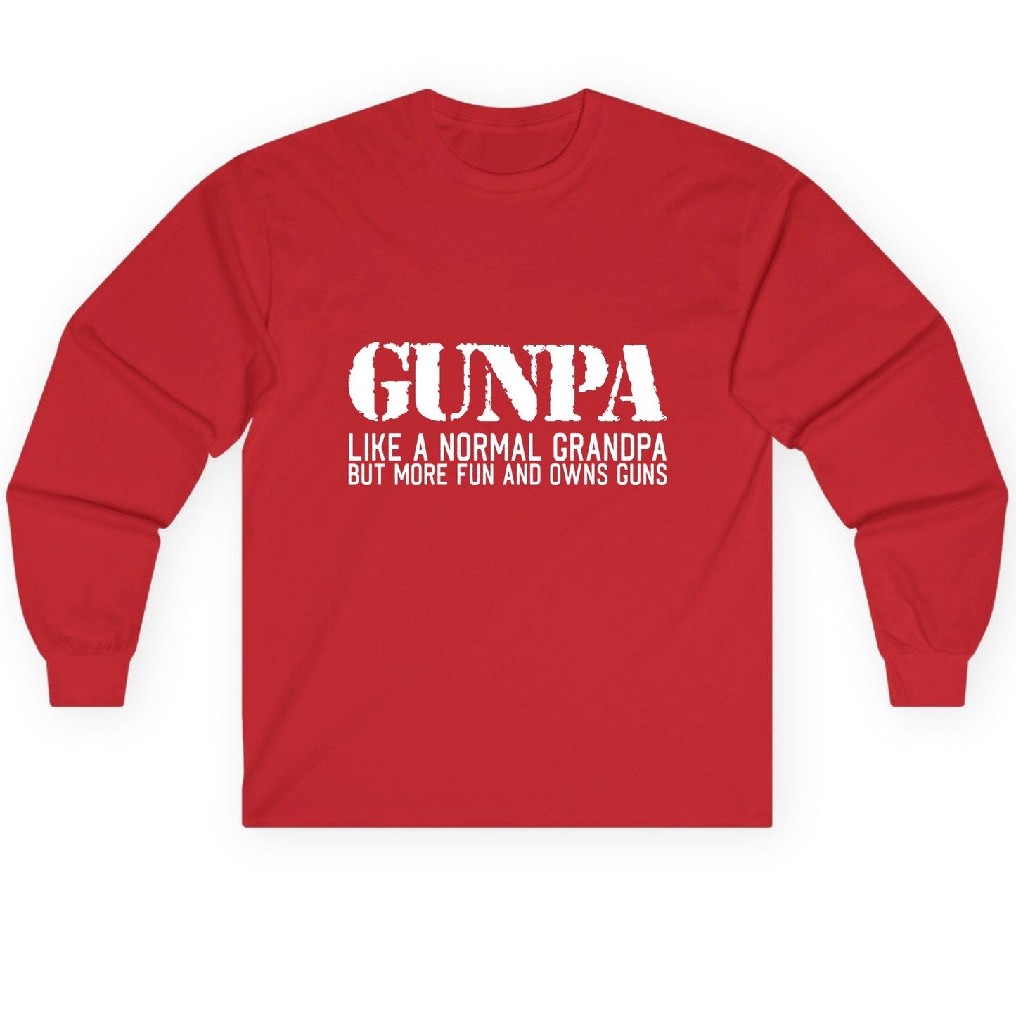 Gunpa Like a Normal Grandpa but More Fun and Owns Guns funny gun owner grandpa Long Sleeve Tee Red product mockup
