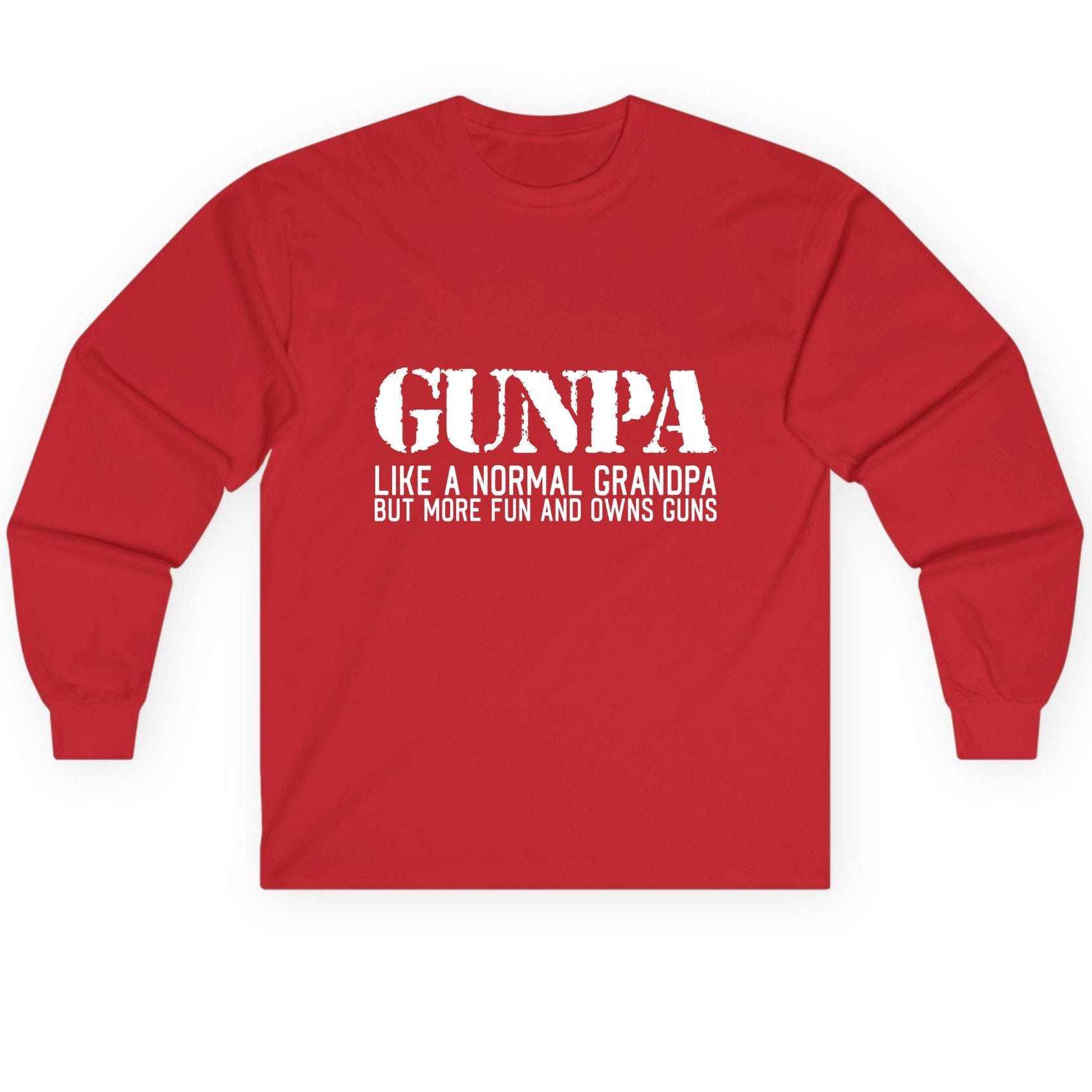 Gunpa Like a Normal Grandpa but More Fun and Owns Guns funny gun owner grandpa Long Sleeve Tee Red product mockup