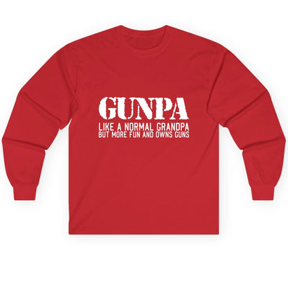 Gunpa Like a Normal Grandpa but More Fun and Owns Guns funny gun owner grandpa Long Sleeve Tee Red product mockup