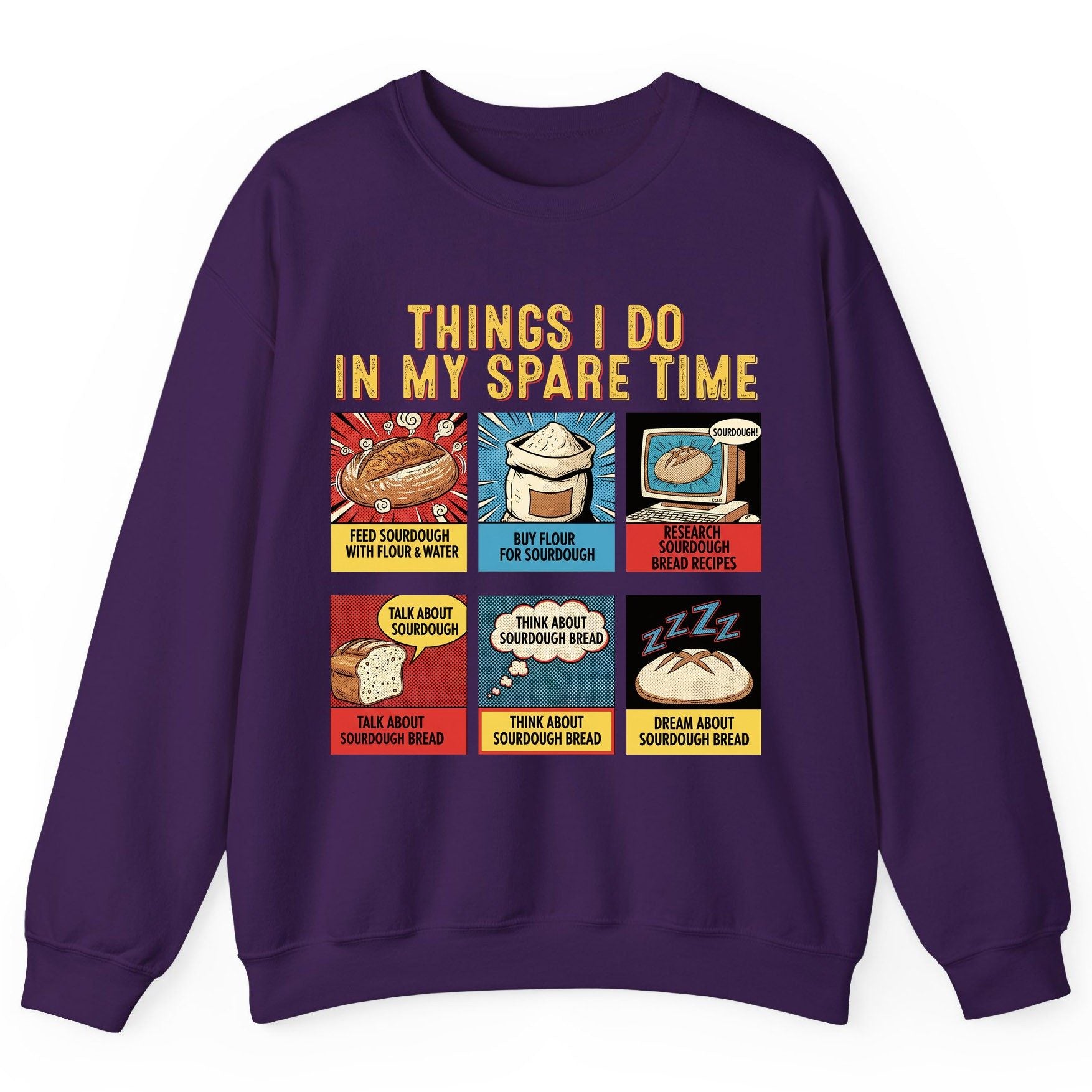 Things I Do in My Spare Time sourdough bread baking Sweatshirt Purple product mockup