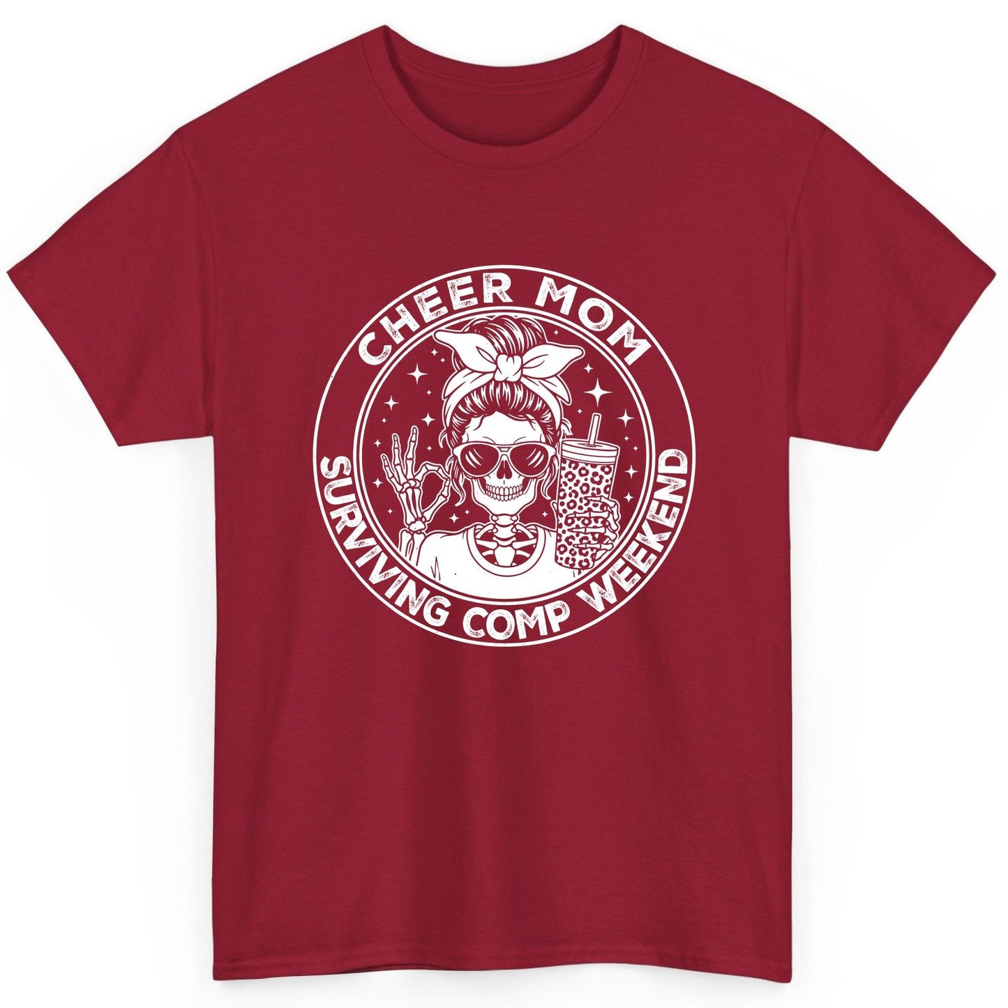 Cheer Mom Surviving Comp Weekend cheer mom T-Shirt Cardinal Red product mockup