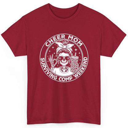 Cheer Mom Surviving Comp Weekend cheer mom T-Shirt Cardinal Red product mockup