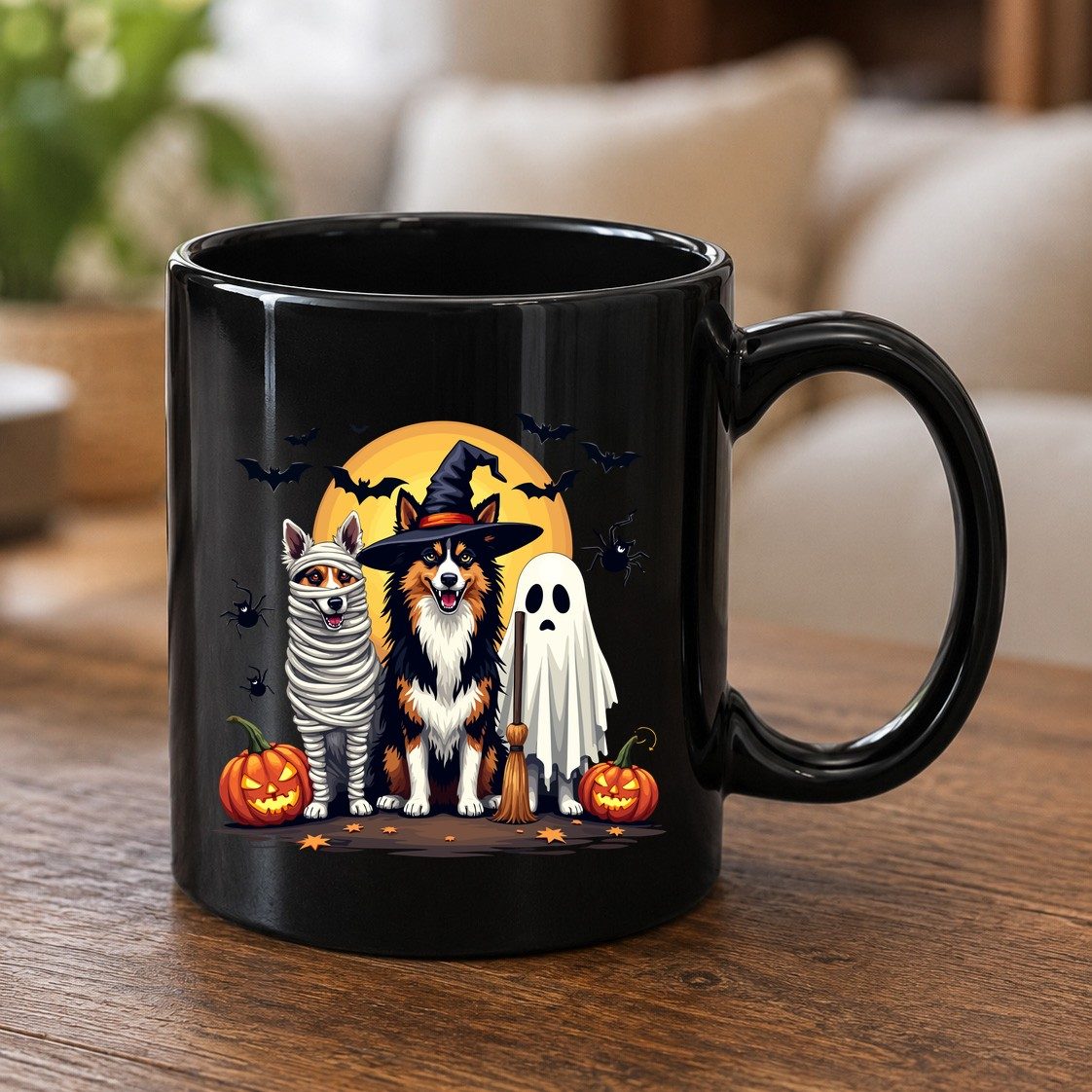 Halloween Dogs in Costumes Halloween dogs Black Mug Black product mockup