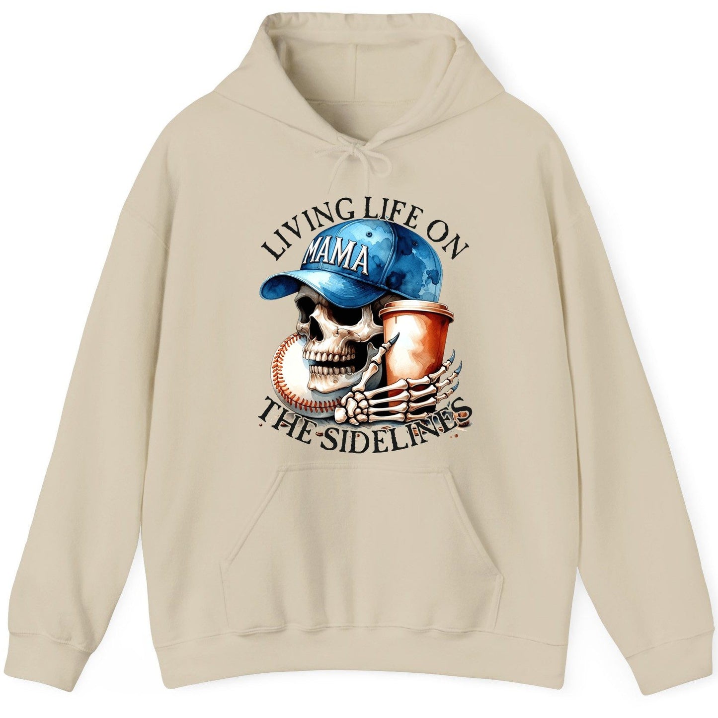 Living Life on the Sidelines Mama baseball mom Hoodie Sand product mockup