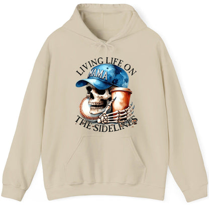 Living Life on the Sidelines Mama baseball mom Hoodie Sand product mockup